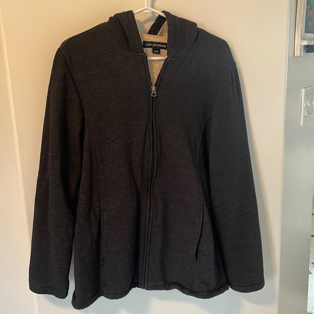 Sherpa lined zip-up hoodie